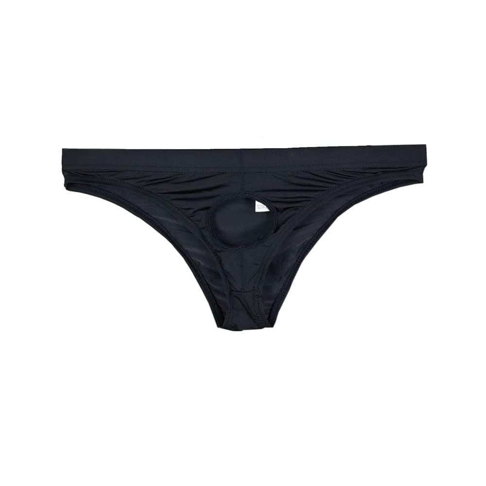 COMLIFEMens Solid Color Ice Silk Open Front Bikini Briefs Underwear