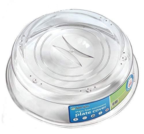Vented Microwave Cover 10.5" British Made Splatter Guard Save 66% Energy CLEAR Plate Cover Easy Grip Handle Anti-Splatter Lid Polycarbonate - Reheat Food Fast