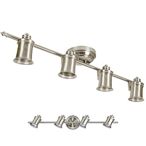 4 Light Track Lighting Wall and Ceiling Mount Fixture Kitchen and Dining Room, Brushed Nickel