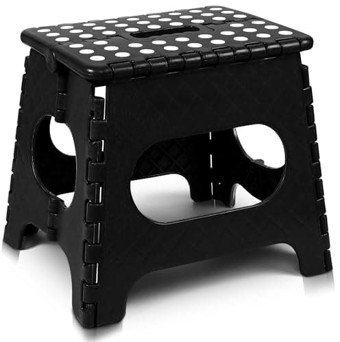 Utopia Home Folding Step Stool - (Pack of 1) Foot Stool with 11 Inch Height - Holds Up to 300 lbs - Lightweight Plastic Foldable Step Stool for Kitchen, Bathroom & Living Room (Black)