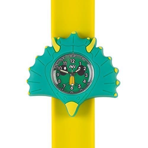 Children Watch-3D animals-Multi colour-Easy to read clock-Fashion watches-Time teaching-Children Boys Girls-Splash resistant-Easy snap-on wrist watches (Triceratop Green)