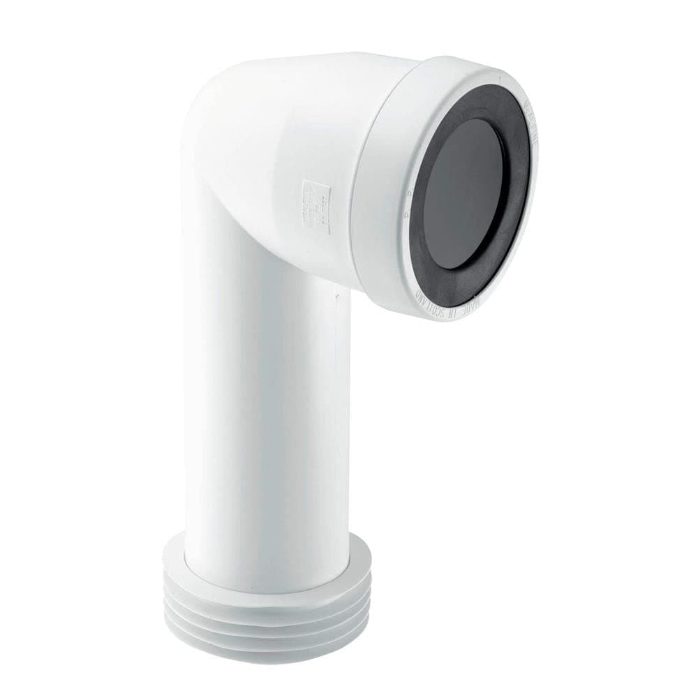 Mcalpine Wc-Con8E 90 Degree Bend Adjustable Length Extended Inlet Rigid Wc Connector, White