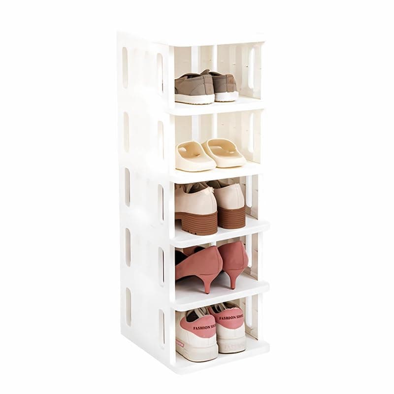 6 Tier Shoe Rack Shoe Cabinet for Closet Floor,Stackable Shoe Organizer for Closet Small Space,Free Standing Vertical Narrow Shoe Storage Organizer Cabinet for Entryway Vertical Tower (White)