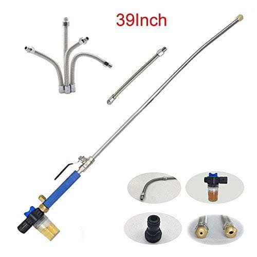 Hydro Jet Power Washer Wand - 39'' Deep Jet Extendable High Pressure Nozzle, Soap Cannon Water Hose Attachment, Flexible Glass Cleaning Tool, Auto Watering Sprayer, Window Washing Gun, 2 Tips