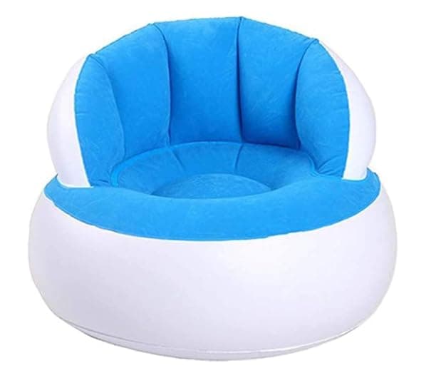 COMFET Inflatable Sofa With Backrest (foot pumb), Flocking Folding Air Sofa Chair, Portable Outdoor Inflatable Lazy Sofa for Camping, Travel, Backyard, Reading, Game/Living room (ADULT SIZE)(BLUE)