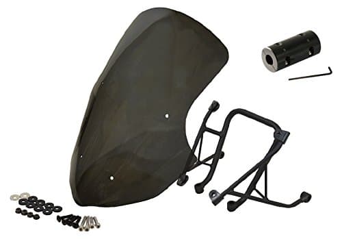 WORLD WALK Long Screen Windshield + Cradle Holder Mount Set for Yamaha FZ-09 MT-09 + φ28 Mount Adapter (Smoke)