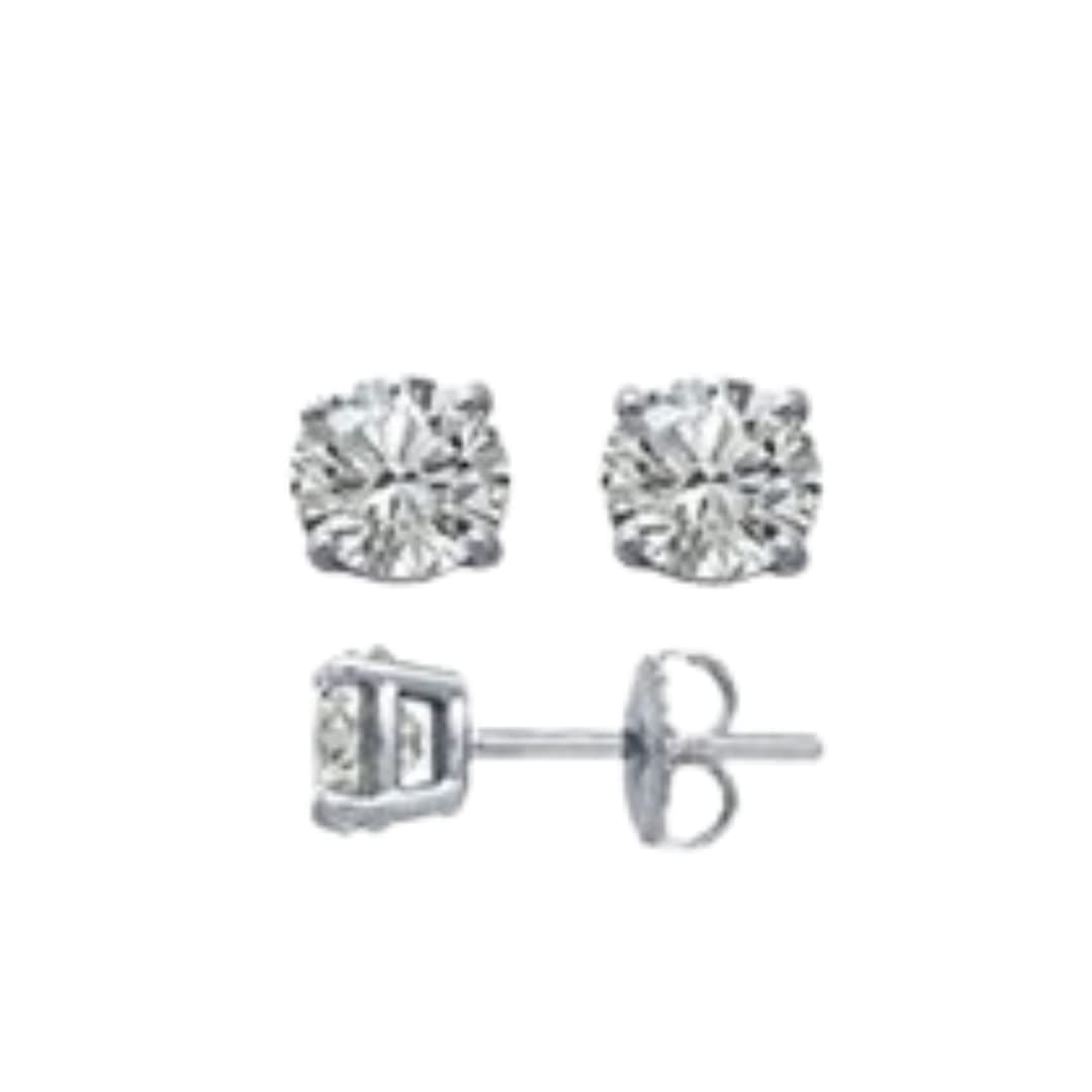 Tachyonized 5mm Clear Stud Earrings Sterling Silver - The Ear is a Microsystem - Energize It