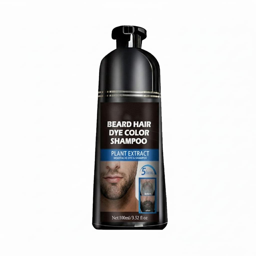Beard Dye Shampoo for Men, Black Beard Colour for Men, Dye Shampoo Eliminates Grey, Quick & Easy to Use at Home, Long Lasting, 100ML