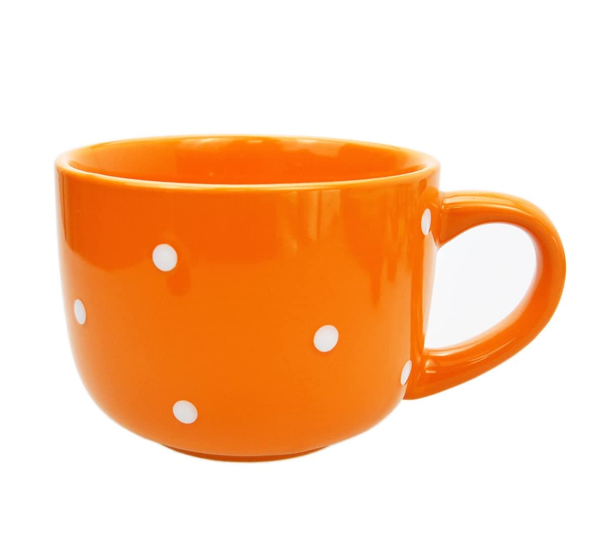 CHOOLD Large Ceramic Coffee Mug Polka Dot Milk Cup Tea Cup Jumbo Mugs Soup Bowl with Handle for Couple 15oz(Colorful)