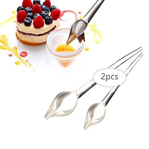 Culinary Drawing Spoons for Decorating Desert Plates Plating Spoons for Sugar, Chocolate, Sauces Decorating with Stainless Tapered Spouts Set of 2