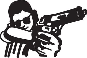 Man Shooting Gloc Sticker - 4" inch - White