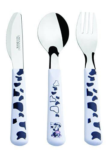 Simonaggio 3 Piece Toddlers Fun Animals Flatware Set, Cow