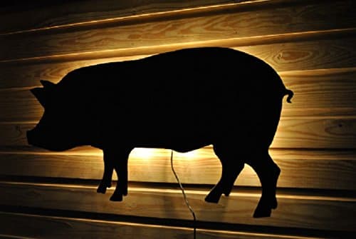 Black Iron Torched Pig Back lighted Hanging Sign Lighted Marquee Sign