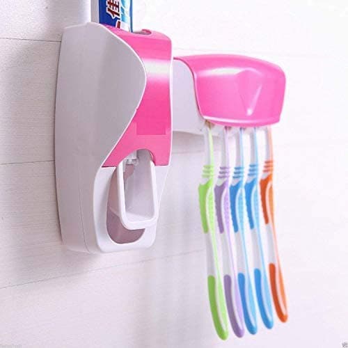 Automatic Toothpaste Dispenser and 5 Toothbrush Holder for Home Bathroom Acessories Set Automatic Toothpaste Dispenser and Tooth Brush Holder Set Hands Free Toothpaste Dispenser Automatic Toothpaste Squeezer and Toilet Brush/Toothbrush Holder Set Automatic Toothpaste Dispenser and Detachable 5 Hole Toothbrush Holder Dust-Proof Wall Mounted with Cover Bathroom Storage Stand Toothpaste Dispenser Squeezer Kit Tooth Brush Holder Set Automatic Auto Toothpaste Dispenser