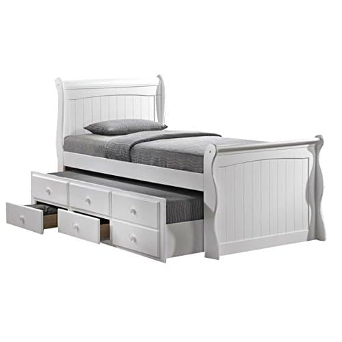 Captains White Bed with Storage and Guest Bed