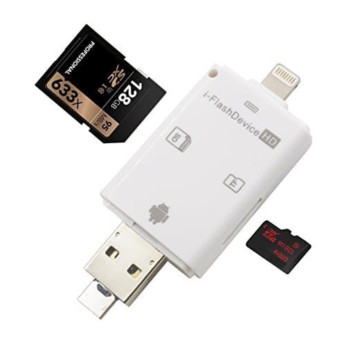 YiKaiEn 3 in 1 Memory Card Reader,Micro SD SDHC TF Card Reader for iPhone/iPad/MAC/PC/Android, Picture and Video Viewer for Camera