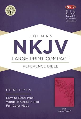 NKJV Large Print Compact Reference Bible, Pink LeatherTouch