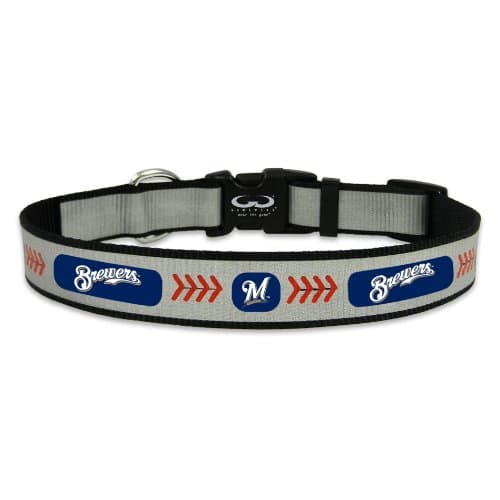 MLB Milwaukee Brewers Baseball Pet Collar, Large, Reflective