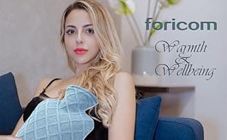 FORICOM Hot Water Bottle with Soft Cover, Sweater,Hot Water Bags for Pain Relief 2Liter,Heat Pad,Hot and Cold Therapy (Sky Blue)