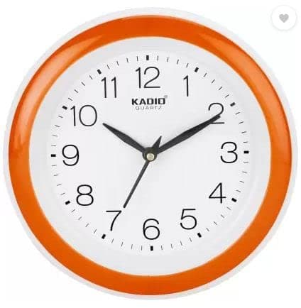 Kadio Analog 20 cm X 20 cm Wall Clock (Orange with Glass, Standard)