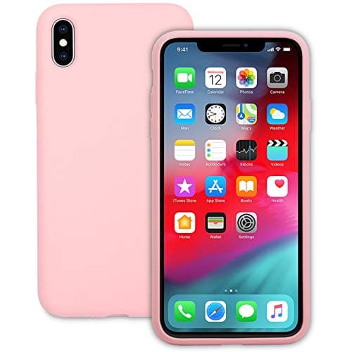 IVSUN Case for iPhone Xs Max 6.5-Inch Liquid Silicone 360 Full Protection Rubber Gel Cover Slim [ Anti-Fingerprint ] [ Scratch-Resistance ] [ Smooth Touch Feeling ] - Pink