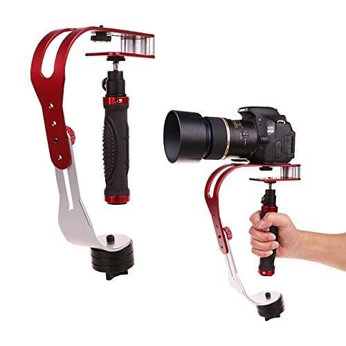Aix Pro Handheld video Camera Stabilizer Steady, Perfect for GoPro, Cannon, Nikon or any DSLR camera up to 2.1 lbs With Smooth Pro Steady Glide Cam - Red + Silver + Black