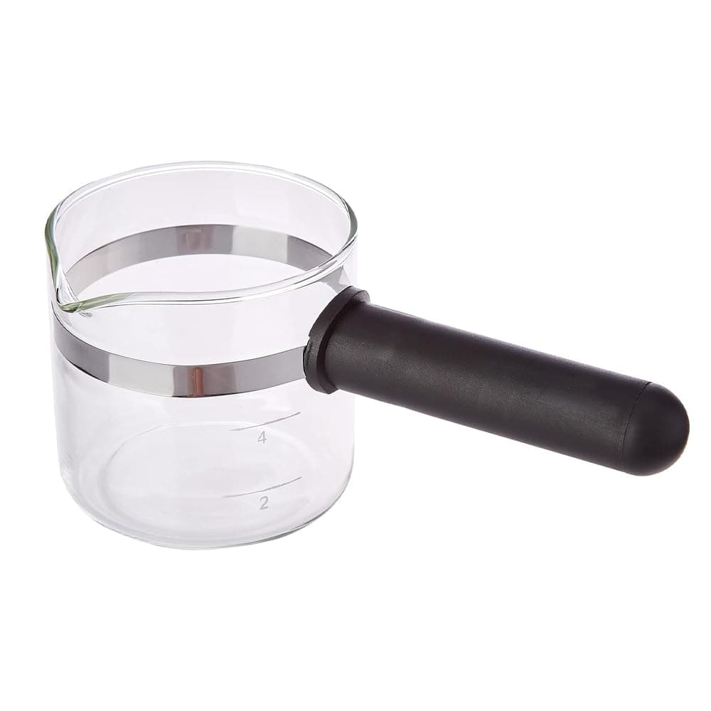 Anakel Home Replacement Universal Coffee Jug with Long Plastic Handle 8.5cm High and 8.6cm Diameter Coffee Jug for 4-6 Cups Black Glass and Plastic