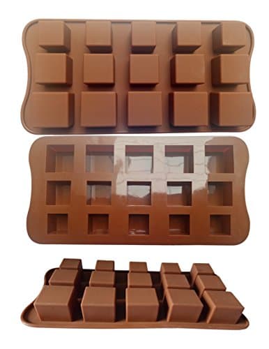 ADS Silicone Pastry Chocolate Cake Mold Baking Pan - Square - 15 Cavities - 3 Sizes