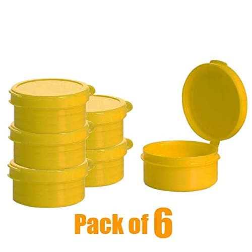 Smash Snuff Stash Box Hinge Top Plastic Pill Pod - Yellow Medium: 6 Pack