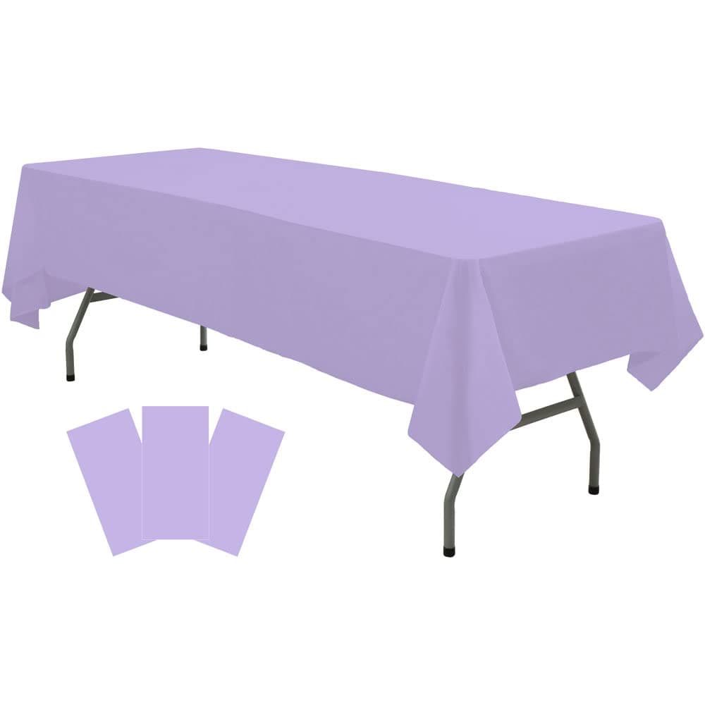 Plastic Lavender Tablecloths 3 Pack Mauve Disposable Table Covers 54" x 108" Lilac PEVA Table Cloths for Parties Bridal Shower Engagement Wedding Birthday Banquet, Fits 6 to 8 Foot Rectangle Tables