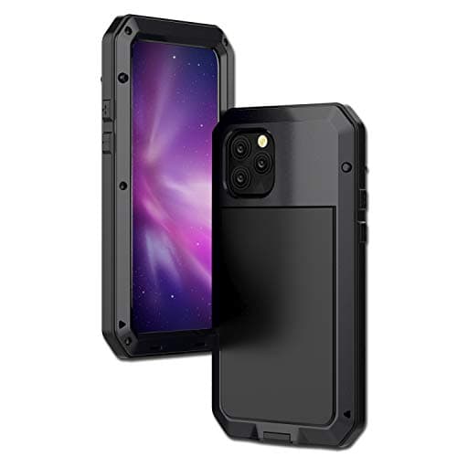 CarterLily Compatible iPhone 11 Case, Full Body Shockproof Dustproof Waterproof Aluminum Alloy Metal Gorilla Glass Cover for Apple iPhone 11 6.1 inch (Black)