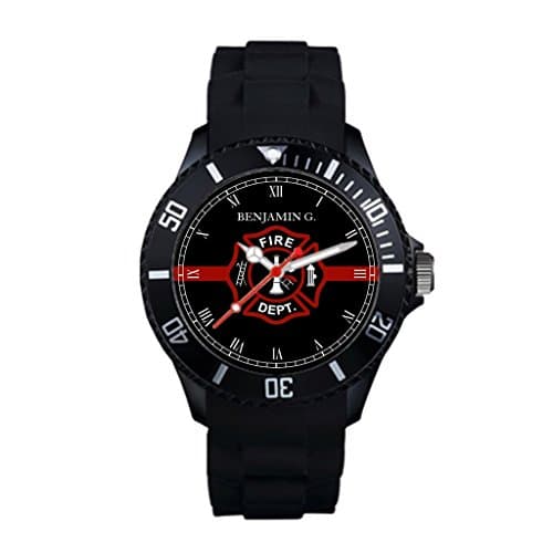 Instyles Thin Red Line Custom Name Fire Rescue Serviceman Watches