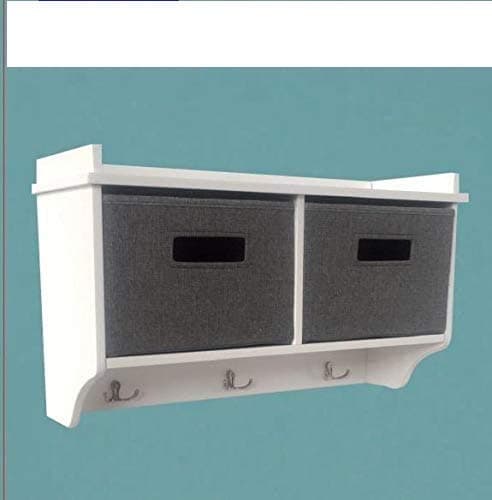 Bathroom 2 Boxes Wall Mounted Cube/Cubes Storage Shelf/Shelves With Hooks & Storing Bins- Cabinet/Unit