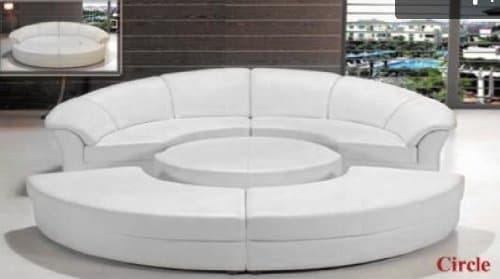 Modern Circle Sectional Sofa Set with Table - Off White/Ivory