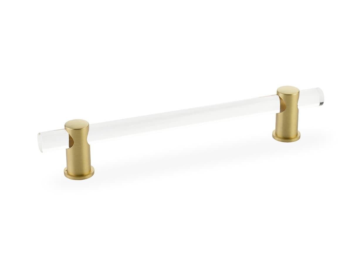 Schaub Lumiere Collection 6 in. (152mm) Adjustable Clear Acrylic Pull, Satin Brass - 406-SB