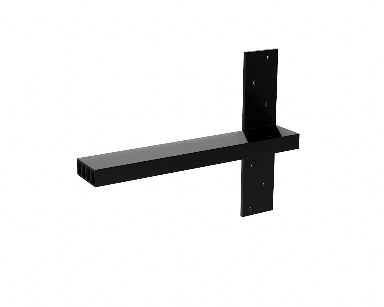 The Original Shower Bench Bracket 14″ Floating Wall-Mount Support – Heavy-Duty Ribbed Aluminum, Matte Black, Built-in Hidden Design for DIY Spa-Style Bathroom Bench (1 Count)