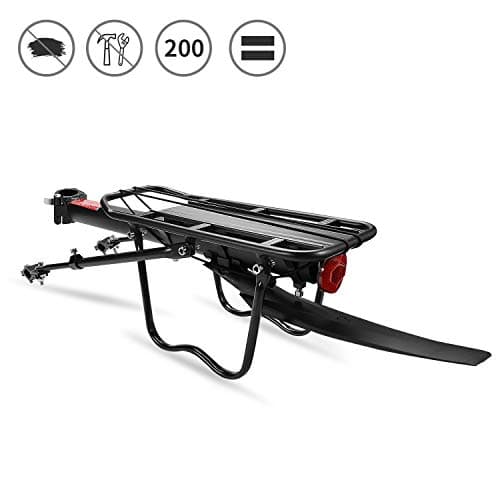 GreatRich Rear Bike Rack Bicycle Cargo Rack Quick Release Adjustable Alloy Bicycle Carrier 115 Lb Capacity Easy to Install Black (Black-1)