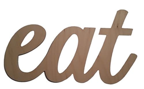 Custom WoodWorks - 8" 'eat' Sign, Script Font (Unfinished)
