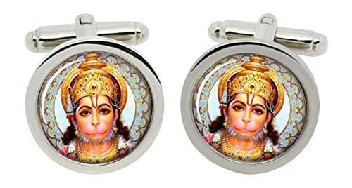 Hanuman Hindu Cufflinks in Chrome Box