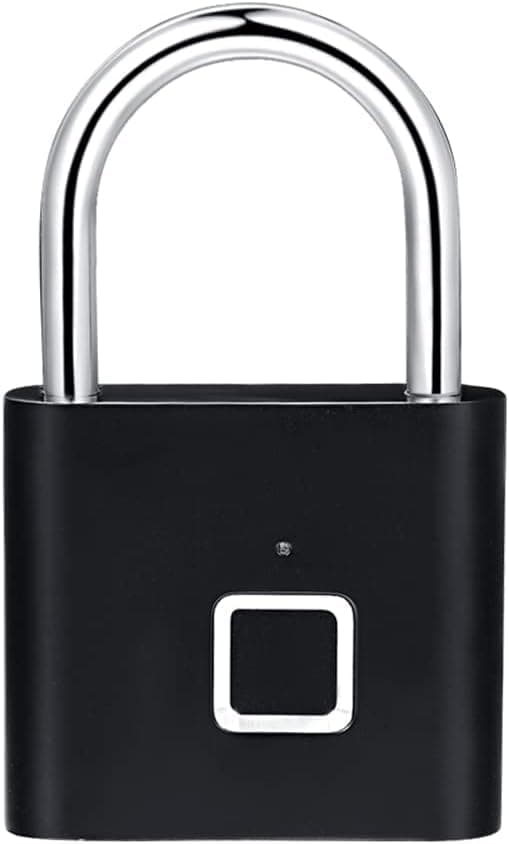 MaxStyle Electronic Door Lock Fingerprint Recognition Smart Keyless Waterproof Security Anti-Theft Padlock, 2 years battery life (Black)