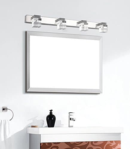 comeonlight Bathroom Vanity Light, LED Wall Lamp, 4-lights 6000K White 12W (Crystal Cube)