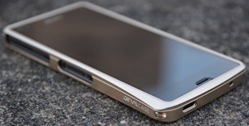 DevilCase Aluminum Alloy Protective Bumper for Sony Xperia Z3 Compact - Retail Package with Back Cover Protective Film X 1 and Charging Dock Supporting Plate X 1 (Z3C/ Champagne Gold)