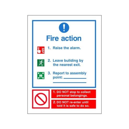 Fire Action: Raise The Alarm Sign 150mm x 200mm - Self Adhesive