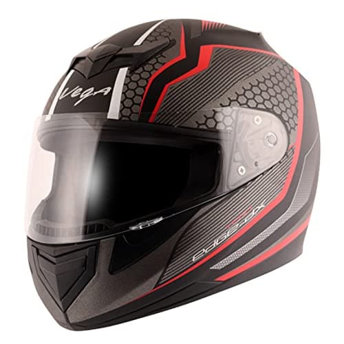 VegaEdge DX Blast-E Full Face Helmet Dull Black Red - Small