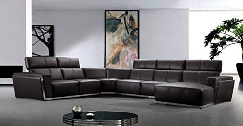 Tempo - Contemporary Brown Leather Sectional Sofa