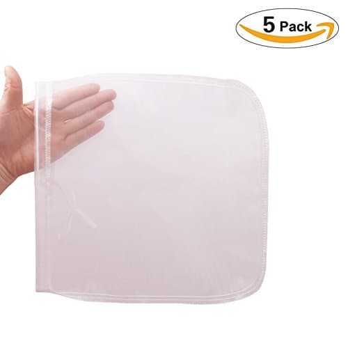 5 Pack Nut Milk Bag, Large Fine Mesh Strainer by WDHouse-Reusable Almond Milk Bag-Cheesecloth Food Grade-Cold Brew Coffee Yogurt Juice Filter-Juicing and Sprouting-12"x12"-200 Micron