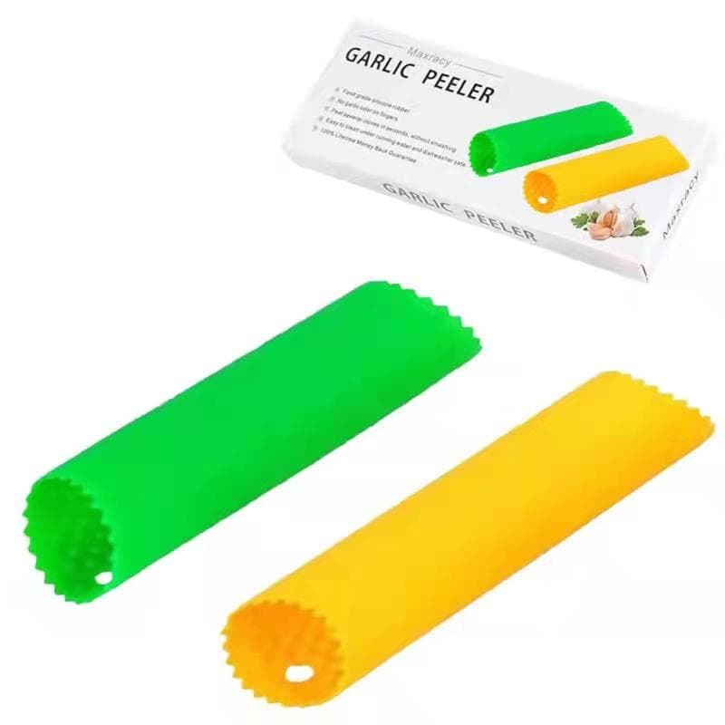 [Upgraded Version] Maxracy 2 Set Garlic Peeler Silicone Easy Roll Tube Useful Garlic Odorfree Kitchen Tool (Yellow,Green)