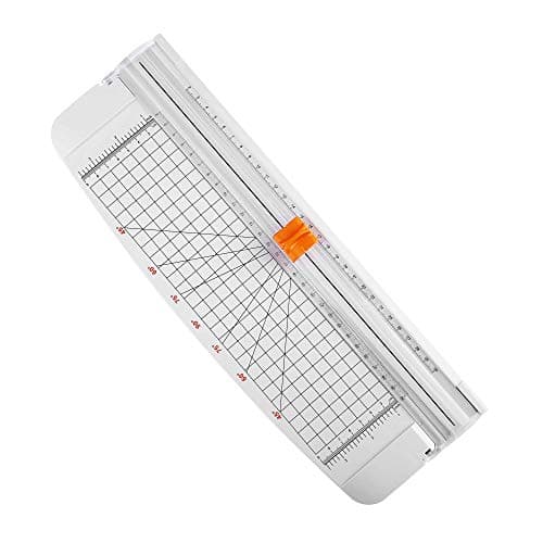 Paper Trimmer Craft Paper Cutter A4 Titanium Safe with Automatic Security Safeguard Guillotine for Home and Office Photo Label Card, 12 Inch White