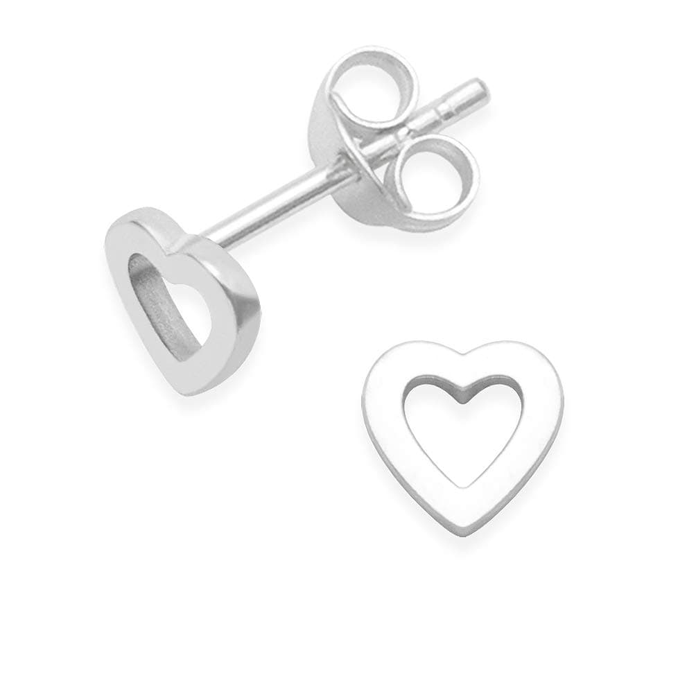 Sterling Silver Heart Earrings - Heart studs - size: TINY - 5mm (1/5th Inch). MUCH SMALLER THAN SHOWN. Gift Boxed. 5030