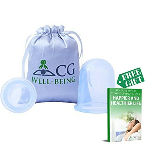 Cupping Therapy Set: CG Well-Being:2 Suction Cups 1Large Size and 1medium for Cellulite Reduction, Weight Loss, Smooth Skin for Body, Flexible Silicone Cups, Easy to Use, Spa Beauty Treatment at Home